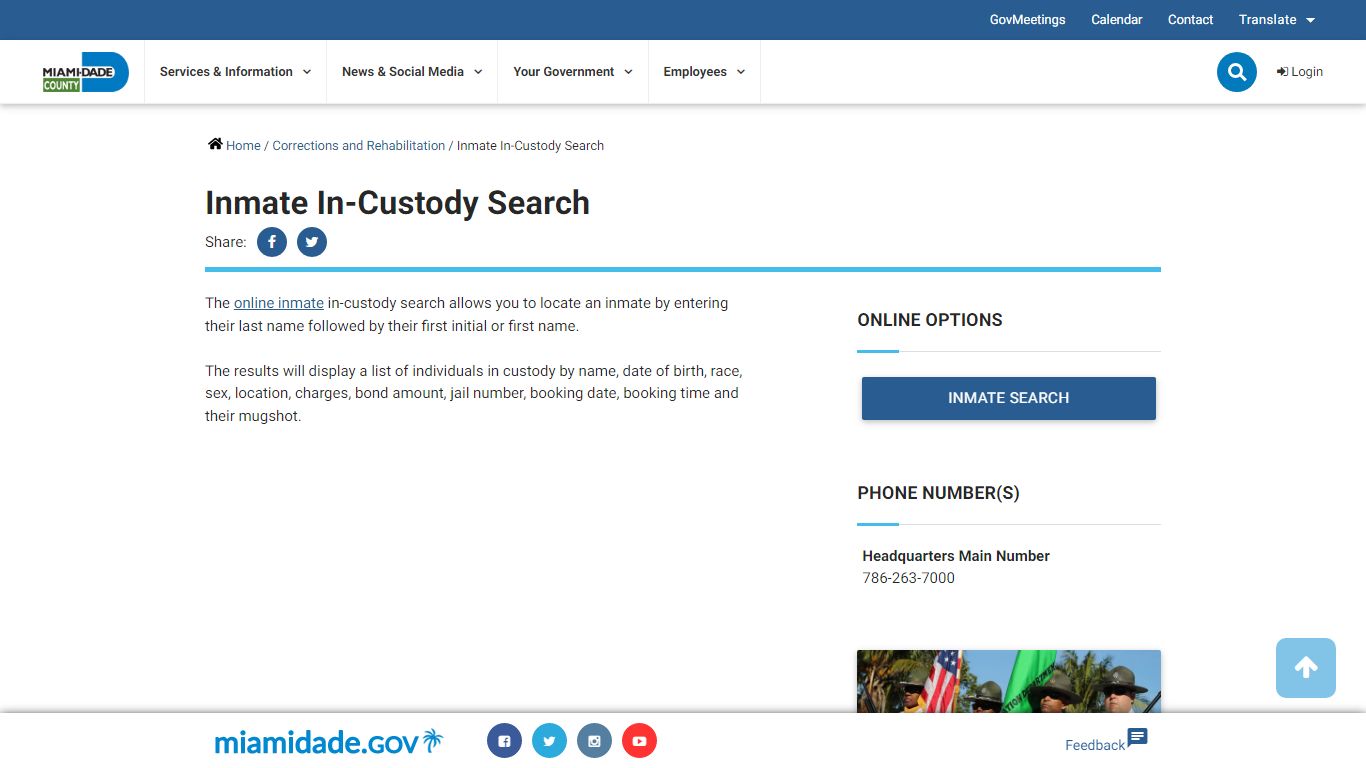 Inmate In-Custody Search - Miami-Dade